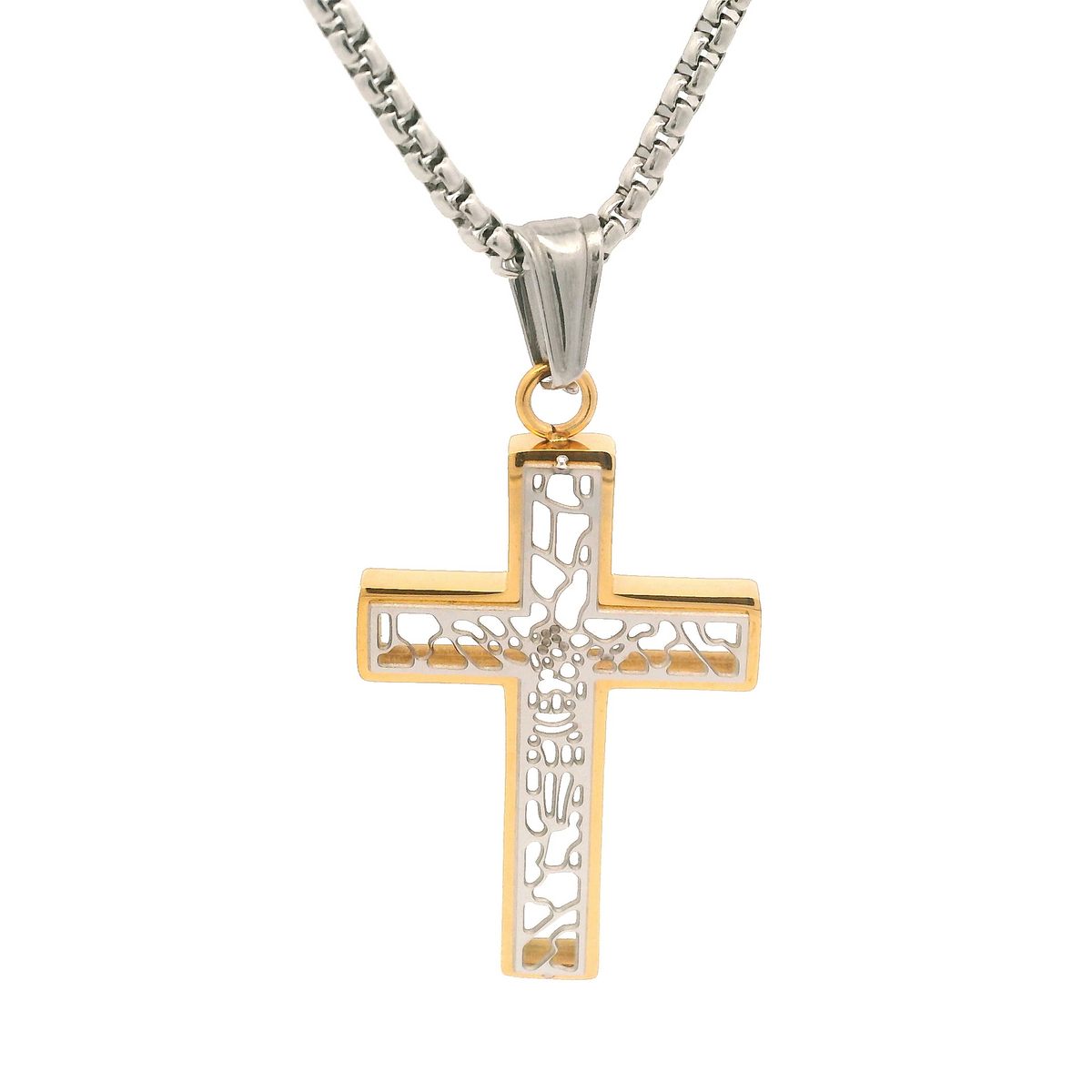 Silver Gold Cross Necklace